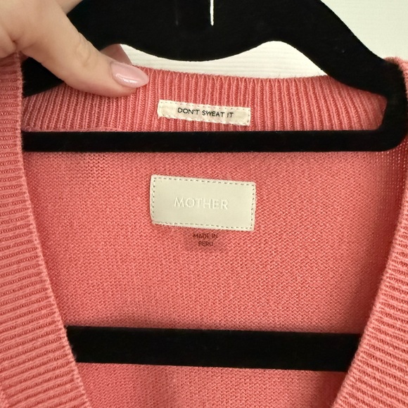 MOTHER The Boxy Crop V-Neck Short Sleeve Sweater Top Pink Size XS - Picture 3 of 11